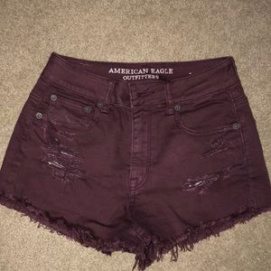 Maroon American Eagle Jean Shorts